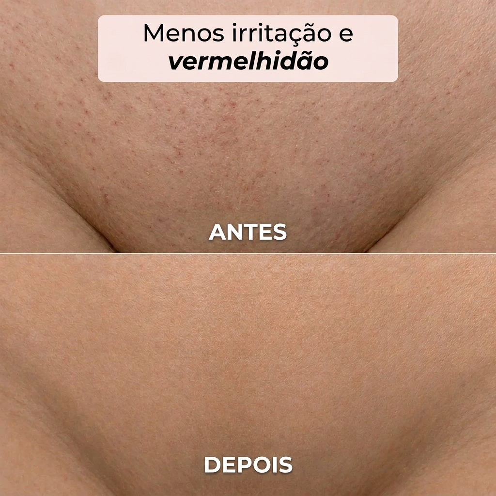 Antes e depois: menos irritação e vermelhidão